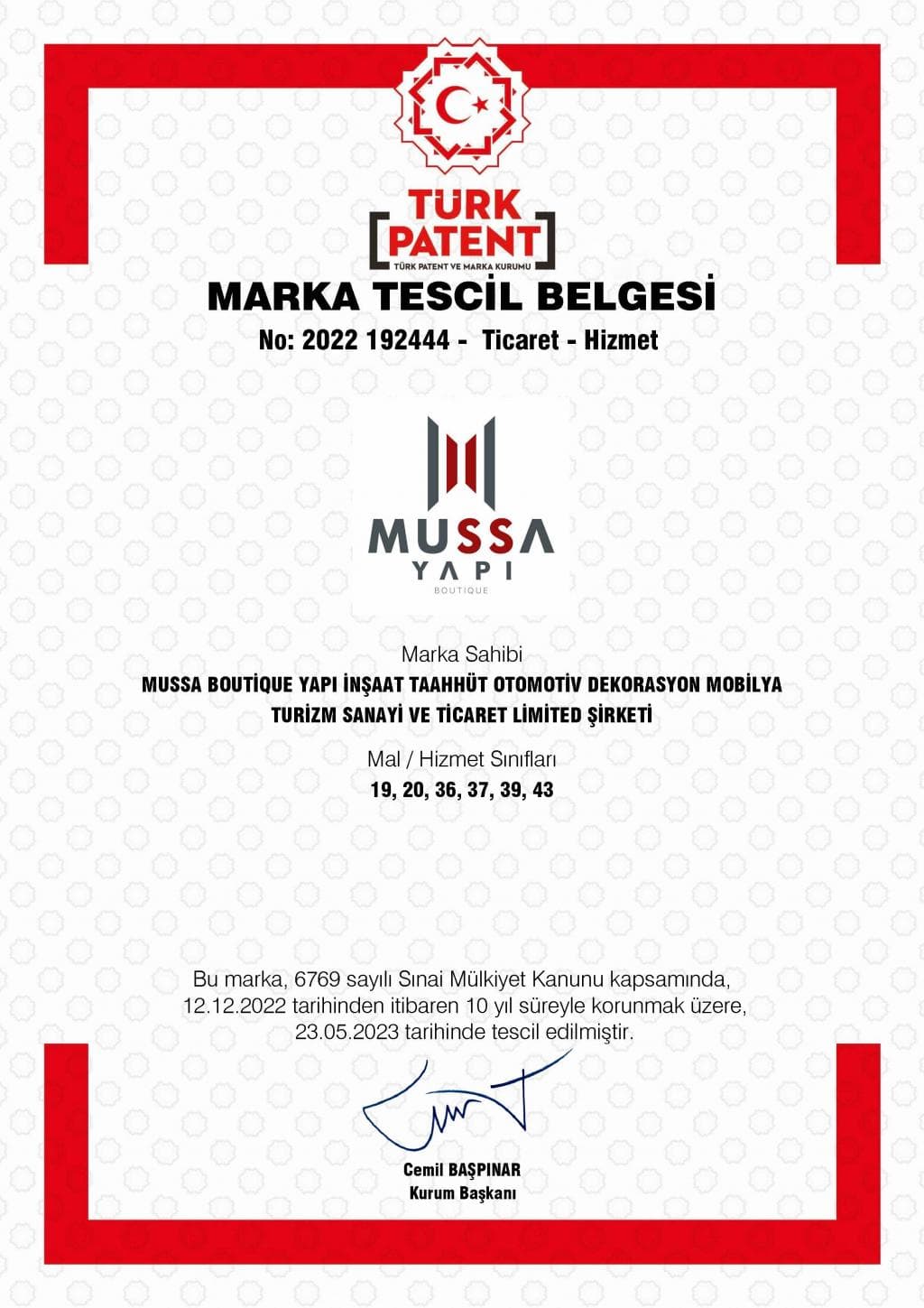 Marka Tescil Belgesi